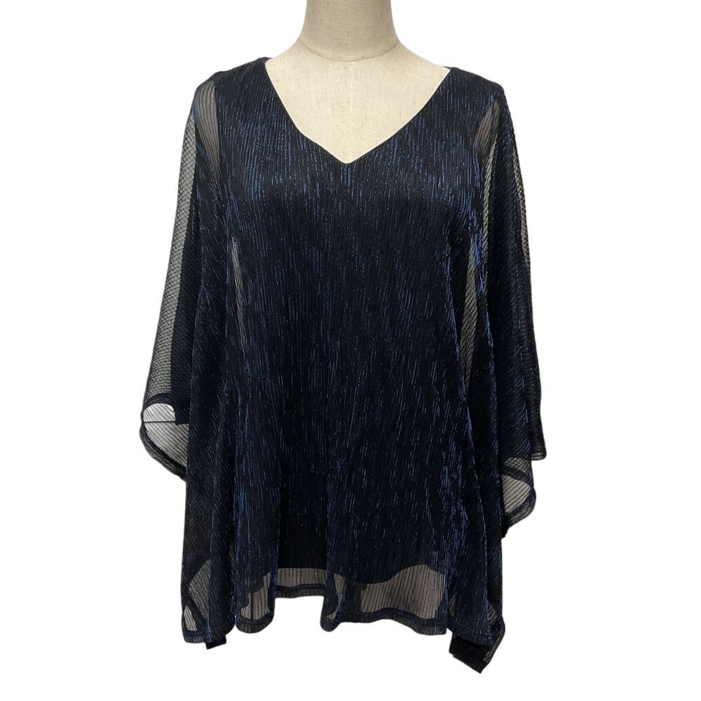 NY‎ Collection V-Neck Metallic Embellished Sheer Kimono Blouse Top Size M NWT
